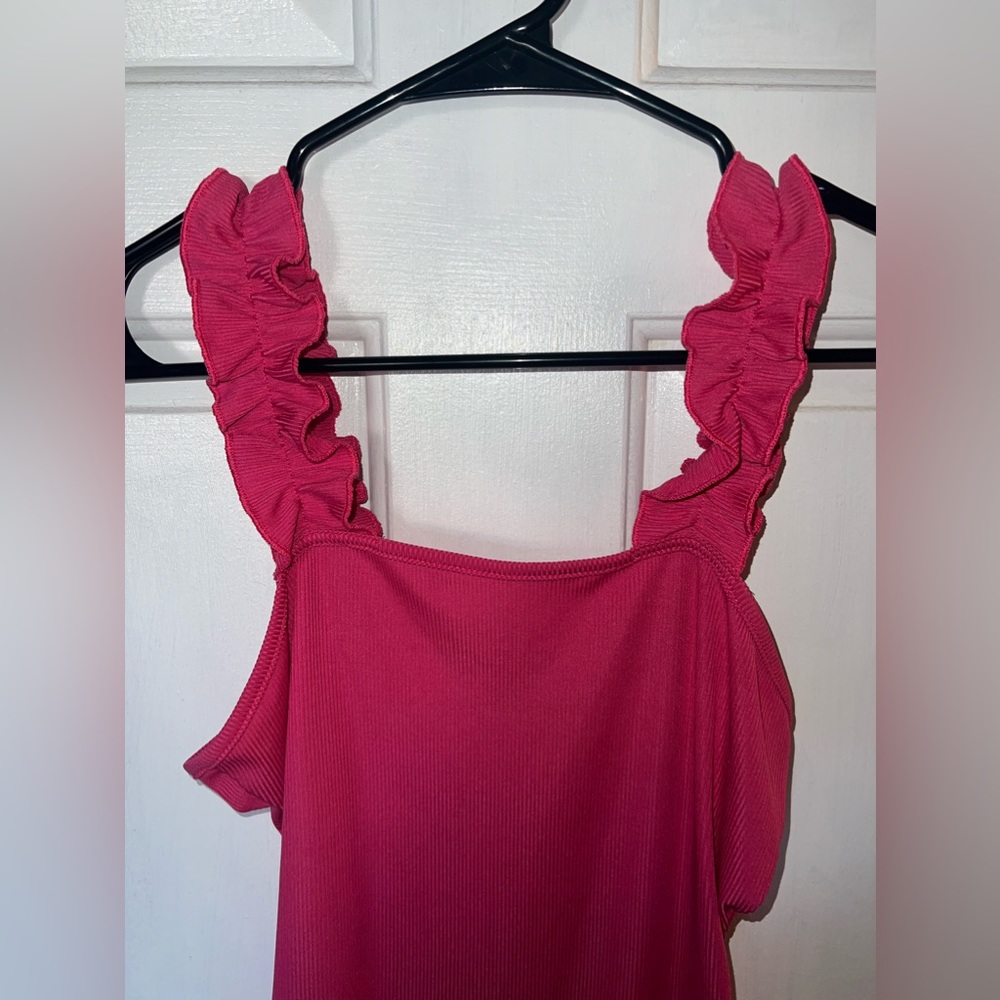 Pink Ruffle Strap Bodysuit - Picture 2 of 3